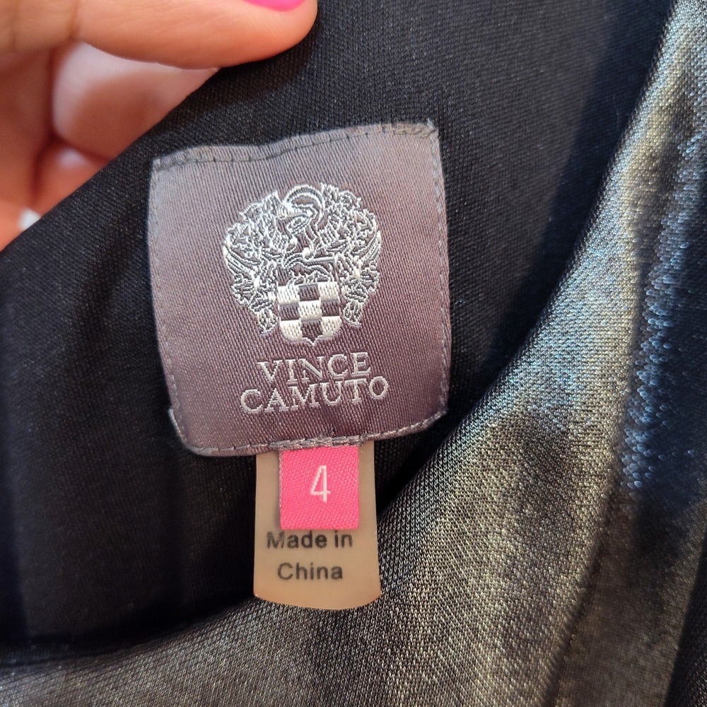 Vince Camuto Silver Chrome One Shoulder Dress Size 4 - Picture 4 of 8